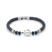 Load image into Gallery viewer, ATLANTE STAINLESS STEEL ECO LEATHER BRACELET 027507/062 ANCHOR SODALITE
