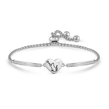 Load image into Gallery viewer, MILLELUCI BELOVED BRACELET 028016/080 S/STEEL HEART WITH CAT WITH CZ
