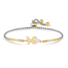 Load image into Gallery viewer, MILLELUCI REFINED BRACELET WITH CZ 028021/010 GOLD BUTTERFLY WITH HEART CZ
