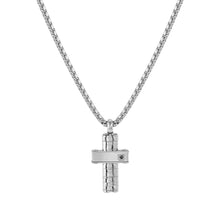 Load image into Gallery viewer, STRONG DIAMOND NECKLACE 028328/036 STAINLESS STEEL CROSS & BLACK DIAMOND