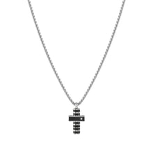 Load image into Gallery viewer, STRONG DIAMOND NECKLACE 028328/037 BLACK PVD CROSS & WHITE DIAMOND