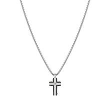 Load image into Gallery viewer, STRONG DIAMOND NECKLACE 028329/007 BLACK DIAMONDS & BLACK PVD CROSS