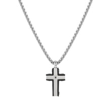Load image into Gallery viewer, STRONG DIAMOND NECKLACE 028329/007 BLACK DIAMONDS & BLACK PVD CROSS