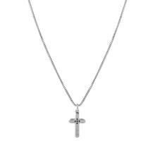 Load image into Gallery viewer, STRONG DIAMOND NECKLACE 028331/007 STAINLESS STEEL CROSS & BLACK DIAMONDS