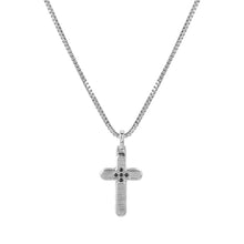 Load image into Gallery viewer, STRONG DIAMOND NECKLACE 028331/007 STAINLESS STEEL CROSS & BLACK DIAMONDS