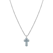 Load image into Gallery viewer, STRONG DIAMOND NECKLACE 028332/030 SAPPHIRES & BLUE PVD CROSS