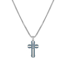 Load image into Gallery viewer, STRONG DIAMOND NECKLACE 028332/030 SAPPHIRES & BLUE PVD CROSS