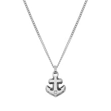 Load image into Gallery viewer, STRONG DIAMOND GEOMETRIC NECKLACE 028343/028 SMALL STAINLESS STEEL ANCHOR & WHITE DIAMOND