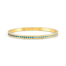 Load image into Gallery viewer, PRETTY BANGLES 029505/06/022 GOLD WITH GRADIENT BLUE CZ