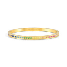 Load image into Gallery viewer, PRETTY BANGLES 029505/06/024 GOLD WITH RAINBOW CZ