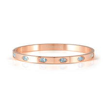 Load image into Gallery viewer, PRETTY BANGLES 029516/7/8/045 ROSE GOLD WITH BLUE CZ