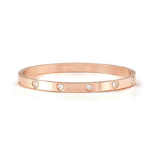 Load image into Gallery viewer, PRETTY BANGLES SATINSHINE 029528/29/30/043 ROSE GOLD WITH WHITE CZ HEARTS