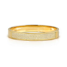 Load image into Gallery viewer, PRETTY BANGLES SATINSHINE 029534/35/36/020 WIDE GOLD PAVÉ WHITE CZ