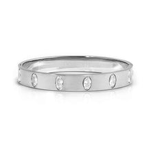 Load image into Gallery viewer, PRETTY BANGLES SATINSHINE 029537/38/39/001 WIDE SILVER & WHITE OVAL CZ
