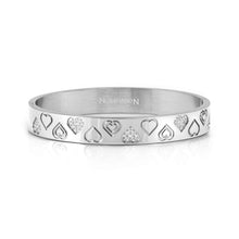 Load image into Gallery viewer, PRETTY BANGLES SATINSHINE 029540/41/42/004 SILVER HEARTS WITH WHITE CZ
