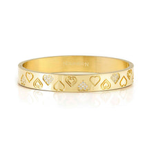 Load image into Gallery viewer, PRETTY BANGLES SATINSHINE 029540/41/42/006 GOLD HEARTS WITH WHITE CZ