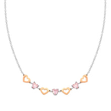 Load image into Gallery viewer, PRINCIPESSINA NECKLACE 029601/022 ROSE GOLD HEARTS WITH PINK CZ