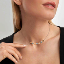 Load image into Gallery viewer, PRINCIPESSINA NECKLACE 029601/023 ROSE GOLD STAR WITH BLUE CZ HEARTS