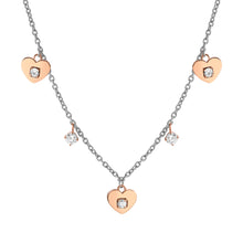 Load image into Gallery viewer, MYSOPHIE NECKLACE 029906/022 ROSE GOLD HEART CZ PENDANTS