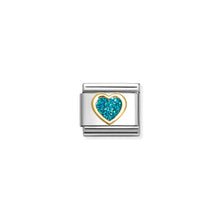 Load image into Gallery viewer, COMPOSABLE CLASSIC LINK 030220/08 HEART IN 18K GOLD & LIGHT BLUE GLITTER ENAMEL