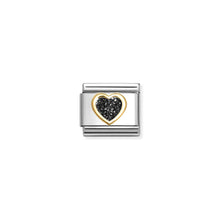 Load image into Gallery viewer, COMPOSABLE CLASSIC LINK 030220/10 HEART IN 18K GOLD & BLACK GLITTER ENAMEL