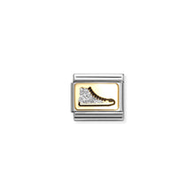 Load image into Gallery viewer, COMPOSABLE CLASSIC LINK 030224/05 SNEAKER IN 18K GOLD & SILVER GLITTER ENAMEL
