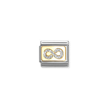 Load image into Gallery viewer, COMPOSABLE CLASSIC LINK 030224/06 INFINITY IN 18K GOLD & SILVER GLITTER ENAMEL