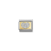 Load image into Gallery viewer, COMPOSABLE CLASSIC LINK 030224/09 GLITTER HEART ON 18K GOLD PLATE & GLITTER ENAMEL
