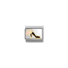 Load image into Gallery viewer, COMPOSABLE CLASSIC LINK 030272/95 HIGH HEEL SHOE BLACK IN 18K GOLD & ENAMEL