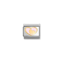 Load image into Gallery viewer, COMPOSABLE CLASSIC LINK 030283/30 PINK HEART WITH GOLD HEART IN 18K GOLD & ENAMEL