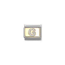Load image into Gallery viewer, COMPOSABLE CLASSIC LINK 030291/07 SILVER LETTER G IN 18K GOLD & GLITTER ENAMEL