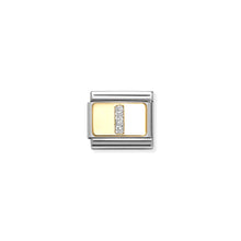 Load image into Gallery viewer, COMPOSABLE CLASSIC LINK 030291/09 SILVER LETTER I IN 18K GOLD & GLITTER ENAMEL
