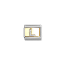 Load image into Gallery viewer, COMPOSABLE CLASSIC LINK 030291/12 SILVER LETTER L IN 18K GOLD & GLITTER ENAMEL