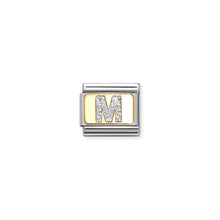 Load image into Gallery viewer, COMPOSABLE CLASSIC LINK 030291/13 SILVER LETTER M IN 18K GOLD & GLITTER ENAMEL