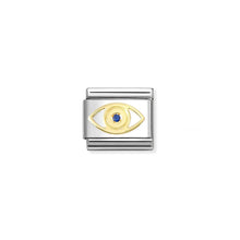 Load image into Gallery viewer, COMPOSABLE CLASSIC LINK 030324/01 GREEK EYE IN 18K GOLD AND BLUE CZ