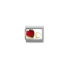 Load image into Gallery viewer, COMPOSABLE CLASSIC LINK 030613/05 RED CZ & GOLD HEARTS IN GOLD