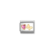 Load image into Gallery viewer, COMPOSABLE CLASSIC LINK 030613/14 PINK CZ HEART & BUTTERFLY IN 18K GOLD
