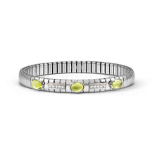 Load image into Gallery viewer, EXTENSION BRACELET 048113/005 STAINLESS STEEL, WHITE CZ & LARGE OVAL PERIDOT