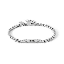 Load image into Gallery viewer, MANVISION STONES BRACELET 133018/007 SILVER CHAIN WITH BLACK CZ