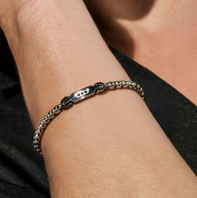 Load image into Gallery viewer, MANVISION STONES BRACELET 133018/007 SILVER CHAIN WITH BLACK CZ