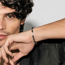 Load image into Gallery viewer, MANVISION STONES BRACELET 133020/030 SILVER CHAIN & BLACK PVD