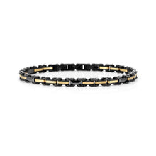 Load image into Gallery viewer, VIRTUS CODE BRACELET 1330100/044 SATIN BLACK & GOLD DETAILS