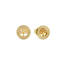 Load image into Gallery viewer, SOFFIO D'AMORE EARRINGS 134008/017 GOLD TREE OF LIFE WITH CZ