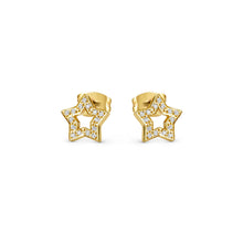 Load image into Gallery viewer, SOFFIO D'AMORE EARRINGS 134008/023 GOLD STAR WITH CZ