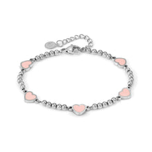 Load image into Gallery viewer, EMOSFERE STAINLESS STEEL BRACELET 134202/006 MULTI HEARTS WITH PINK ENAMEL