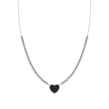 Load image into Gallery viewer, EMOSFERE STAINLESS STEEL NECKLACE 134204/035 HEART WITH BLACK ENAMEL