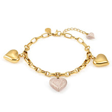 Load image into Gallery viewer, WEAR & STYLE BRACELET 134505/006 GOLDEN & ENAMEL HEART PENDANTS