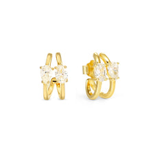 Load image into Gallery viewer, COLOUR WAVE EARRINGS 149859/020 GOLD WHITE CZ