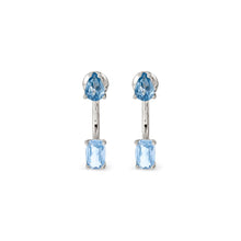 Load image into Gallery viewer, COLOUR WAVE AURORA EARRINGS 149860/062 STERLING SILVER BLUE & LIGHT BLUE CZ
