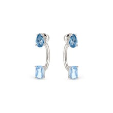 Load image into Gallery viewer, COLOUR WAVE AURORA EARRINGS 149860/062 STERLING SILVER BLUE & LIGHT BLUE CZ